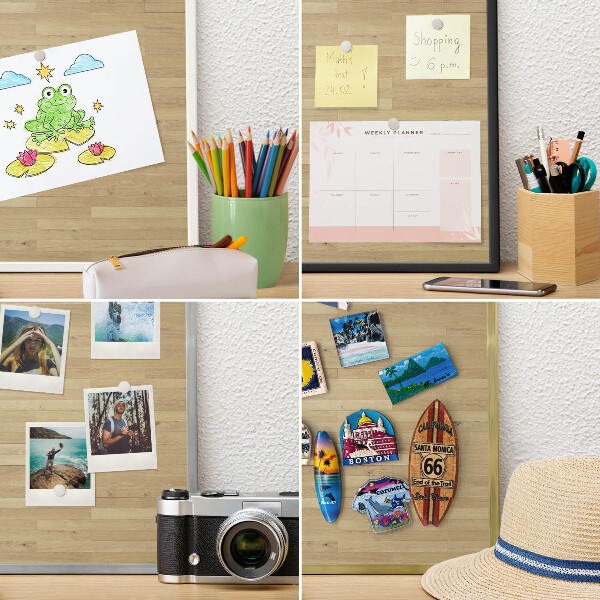 Magnetic board for magnets in a gold frame Wooden texture