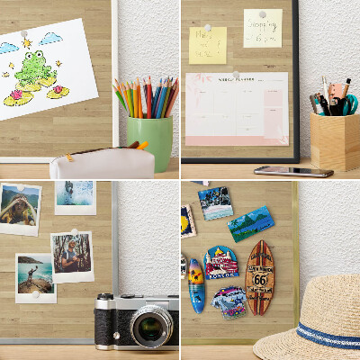 Magnetic board for magnets in a gold frame Wooden texture