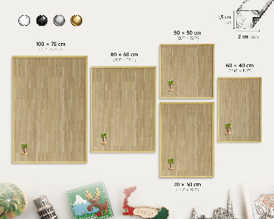 Magnetic board for magnets in a gold frame Wooden texture
