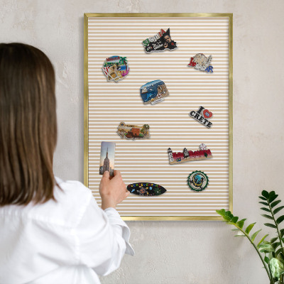 Magnetic board for magnets in a gold frame Vertical stripes