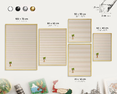 Magnetic board for magnets in a gold frame Vertical stripes