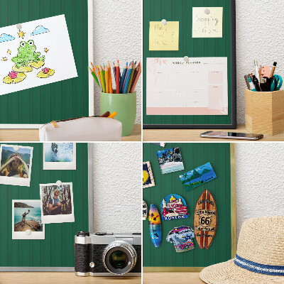 Metal magnet board with a gold frame Green stripes