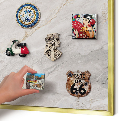 Magnetic board for magnets in a gold frame Marble elegance