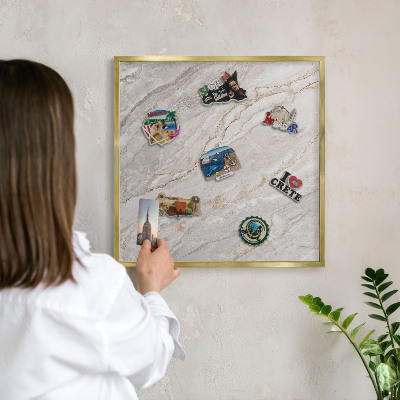 Magnetic board for magnets in a gold frame Marble elegance