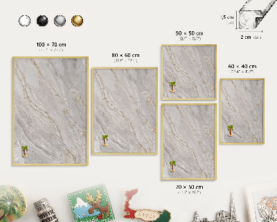 Magnetic board for magnets in a gold frame Marble elegance