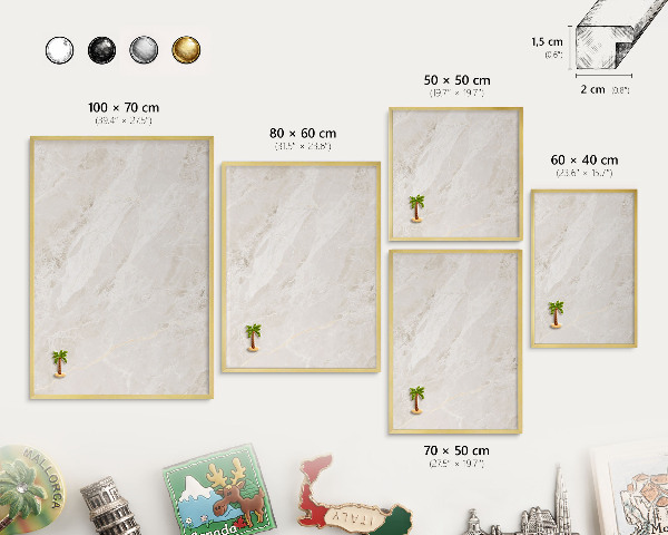 Magnetic board for magnets in a gold frame Creamy elegance