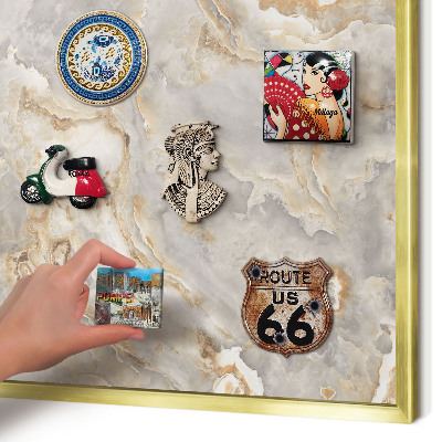 Magnetic board for magnets in a gold frame Marble elegance