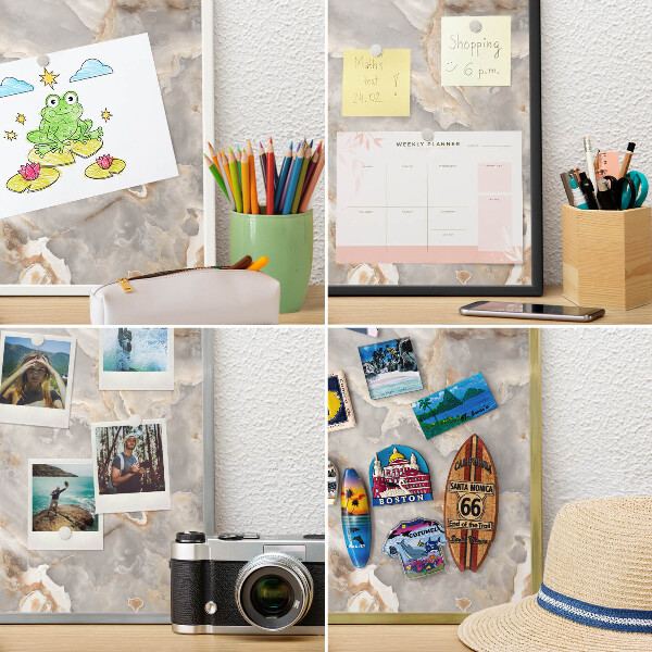 Magnetic board for magnets in a gold frame Marble elegance