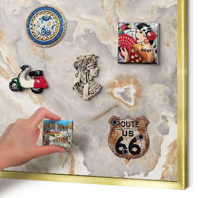 Magnetic board for magnets in a gold frame Marble elegance