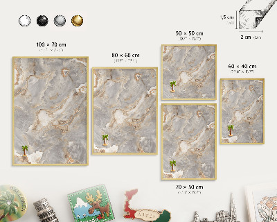 Magnetic board for magnets in a gold frame Marble elegance