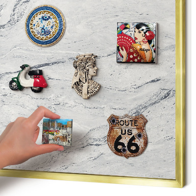 Metal magnet board with a gold frame Gray elegance