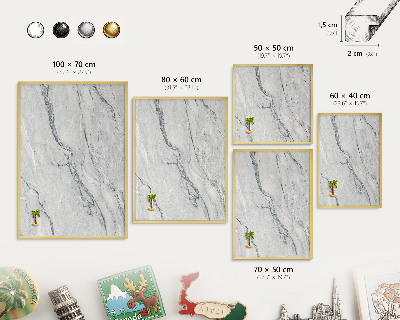 Metal magnet board with a gold frame Gray elegance