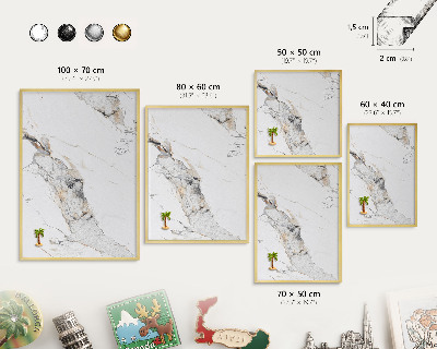 Magnetic board for magnets in a gold frame Marble effect