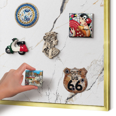 Metal magnet board with a gold frame Modern elegance