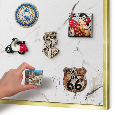 Metal magnet board with a gold frame Modern elegance