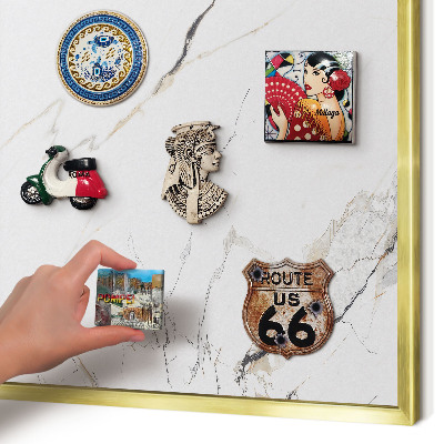 Metal magnet board with a gold frame Modern elegance