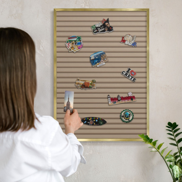 Magnetic board for magnets in a gold frame Vertical stripes
