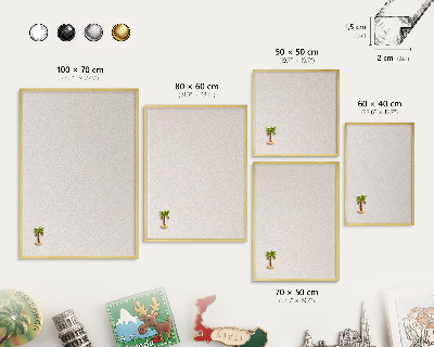 Metal magnet board with a gold frame Creamy texture