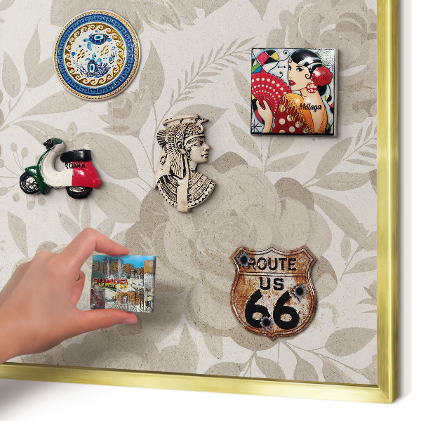 Magnetic board for magnets in a gold frame Vintage flowers