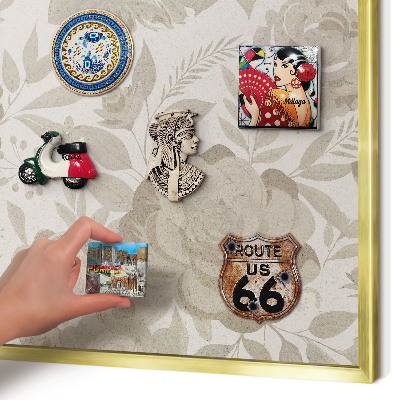 Magnetic board for magnets in a gold frame Vintage flowers