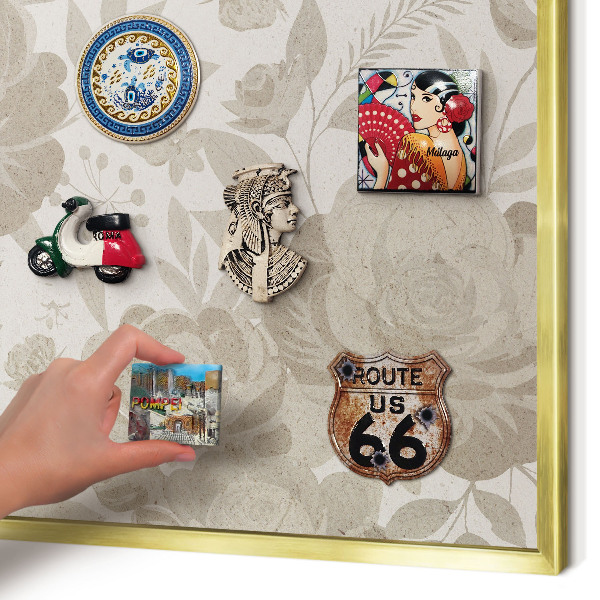 Magnetic board for magnets in a gold frame Vintage flowers