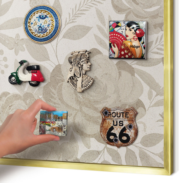 Magnetic board for magnets in a gold frame Vintage flowers