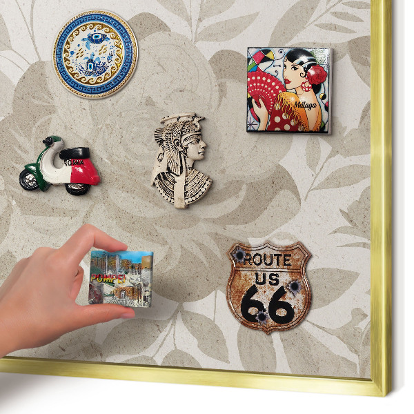Magnetic board for magnets in a gold frame Vintage flowers