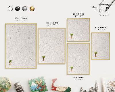 Metal magnet board with a gold frame Tiny dots