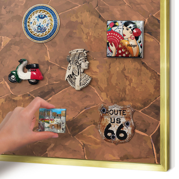 Magnetic board for magnets in a gold frame Stone structure