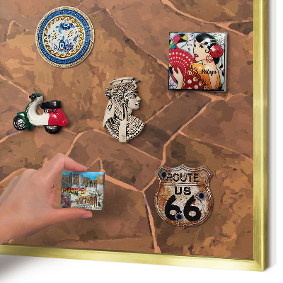 Magnetic board for magnets in a gold frame Stone structure
