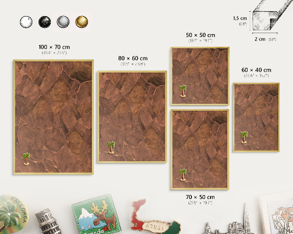 Magnetic board for magnets in a gold frame Stone structure