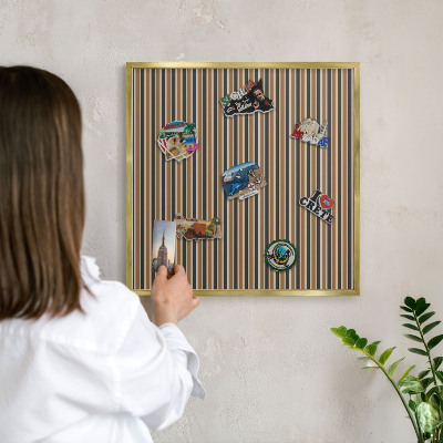 Magnetic board for magnets in a gold frame Geometric pattern