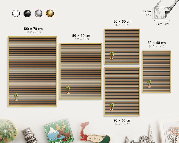 Magnetic board for magnets in a gold frame Geometric pattern