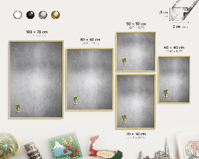 Metal magnet board with a gold frame Metallic surface