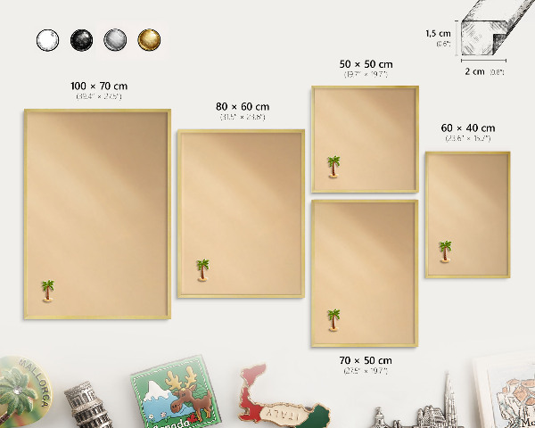Magnetic board for magnets in a gold frame Creamy Harmony