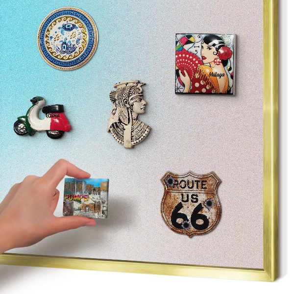 Metal magnet board with a gold frame Pastel abstraction