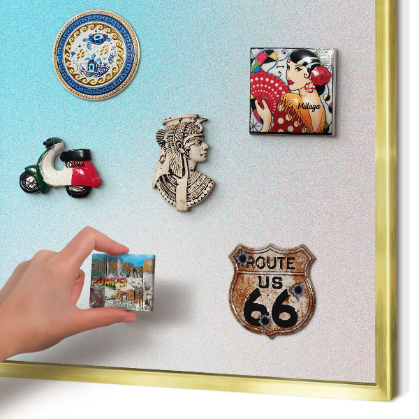 Metal magnet board with a gold frame Pastel abstraction