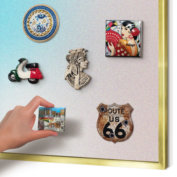 Metal magnet board with a gold frame Pastel abstraction