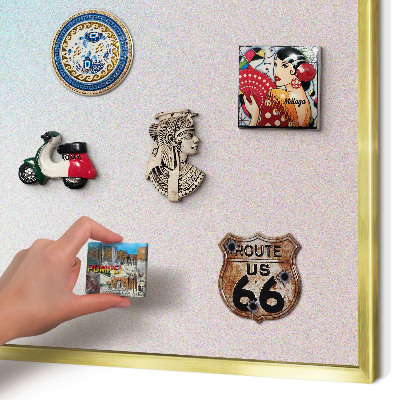 Metal magnet board with a gold frame Pastel abstraction