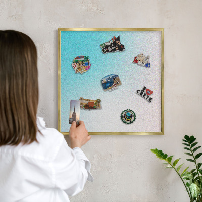 Metal magnet board with a gold frame Pastel abstraction