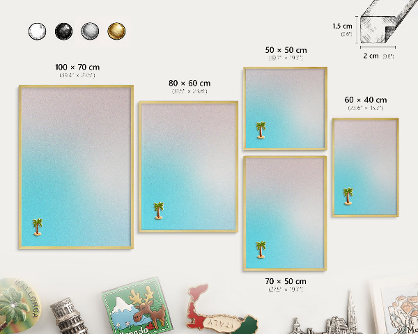 Metal magnet board with a gold frame Pastel abstraction