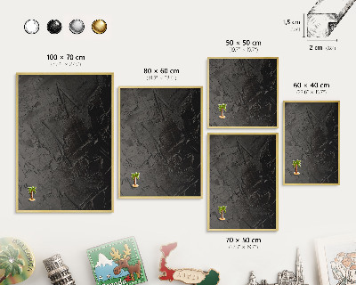 Metal magnet board with a gold frame Textured black