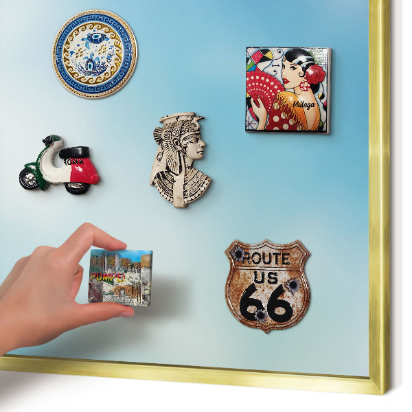 Magnetic board for magnets in a gold frame Blue sky