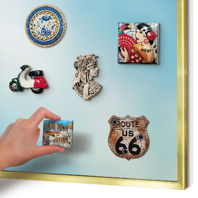 Magnetic board for magnets in a gold frame Blue sky