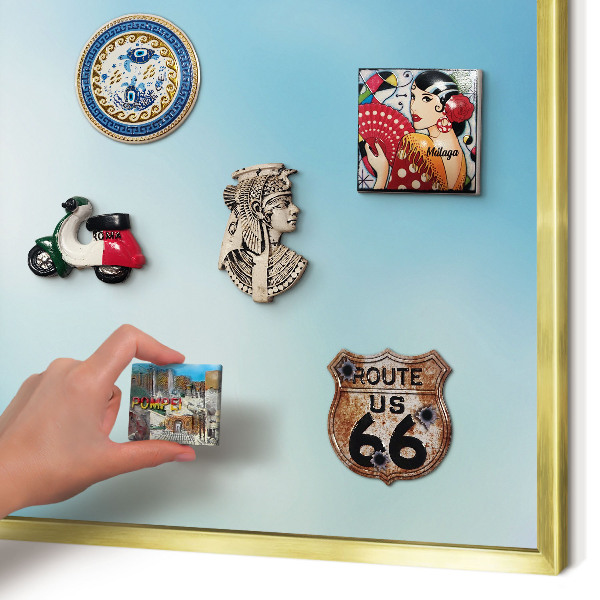 Magnetic board for magnets in a gold frame Blue sky