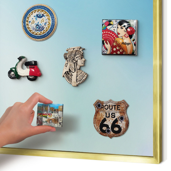 Magnetic board for magnets in a gold frame Blue sky