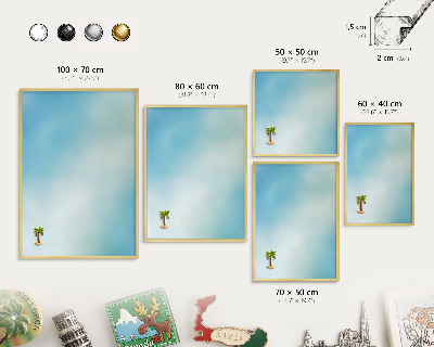 Magnetic board for magnets in a gold frame Blue sky