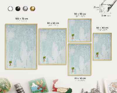 Metal magnet board with a gold frame Pastel abrasions