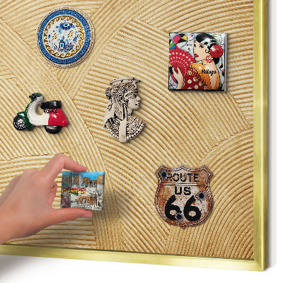 Magnetic board for magnets in a gold frame Structural lines