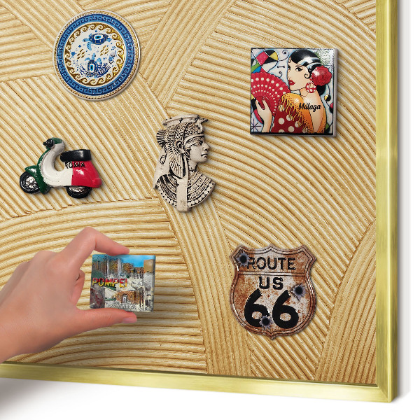 Magnetic board for magnets in a gold frame Structural lines